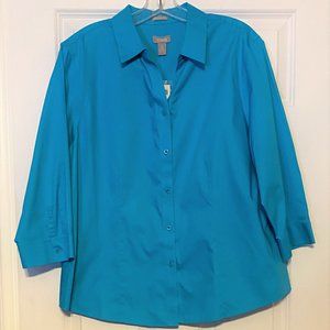 Chico's NWT Turquoise Blouse with 3/4 Length Sleeves